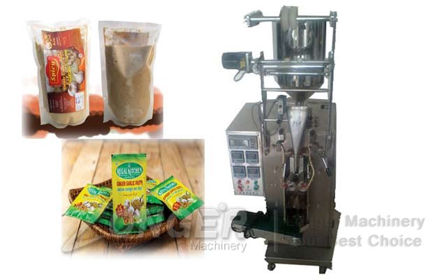 Ginger Garlic Paste Pouch Packaging Machine|Sauce Pouch Filling Machine
